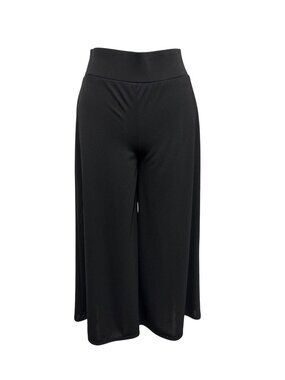Chicos Matte Jersey Wide-Leg Culottes Black Pants Size 0 Elastic Waist Lightweig